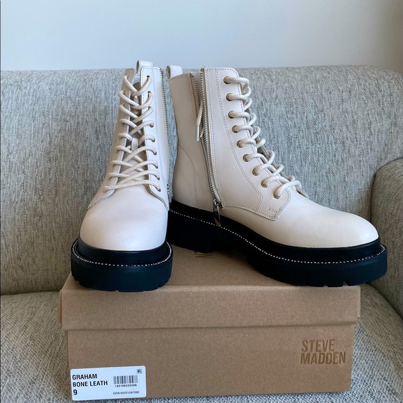 Steve Madden Shoes - Steve Madden / Graham / Bone Leather/ Combat Boots